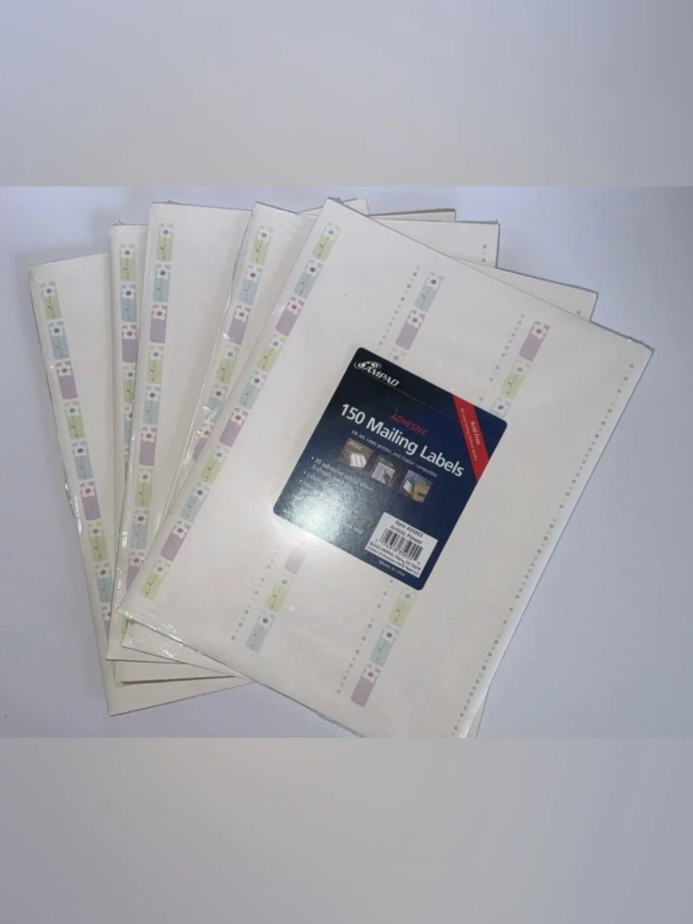 Amped Return Address Labels Sticker Sheet 150 Per Pack, 5 Packs Artistic Flower